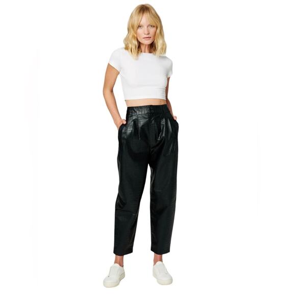 Blank NYC Pants - NWT! Blank NYC Vegan Leather Pleated High Waist Crocodile Print Pant - Size 27